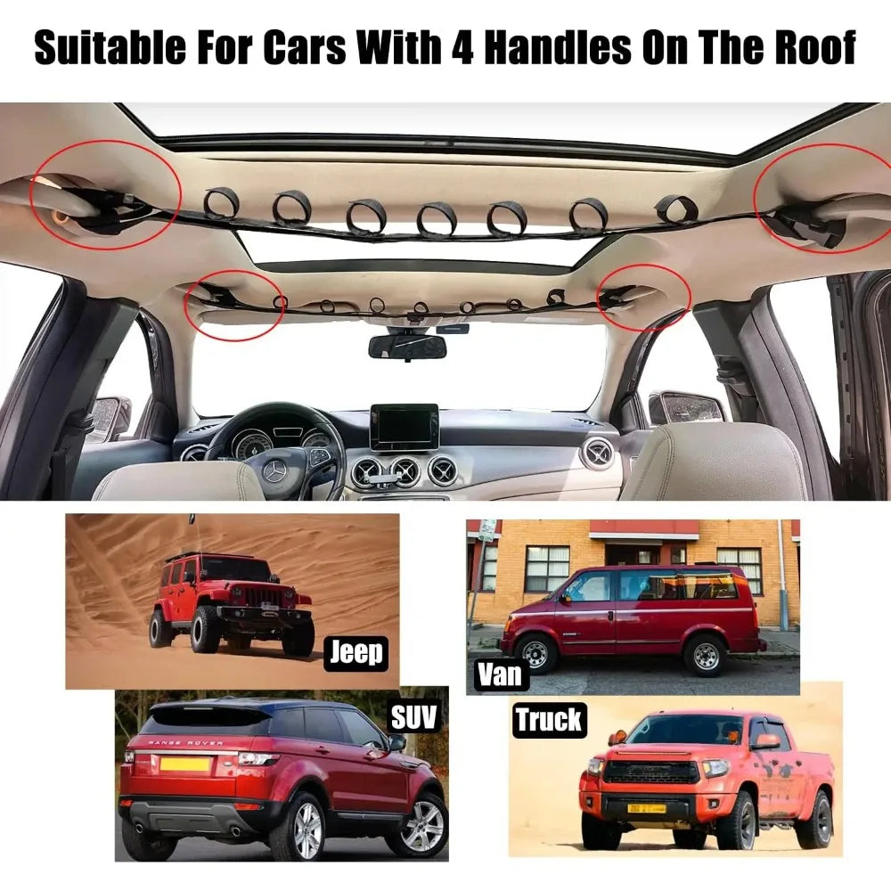 Car Vehicle Interior Fishing Rod Holder Fishing Carrier for Car Fishing Rod Rack 7 Rod Capacity Heavy Duty for SUV/Wagons/Van/Truck