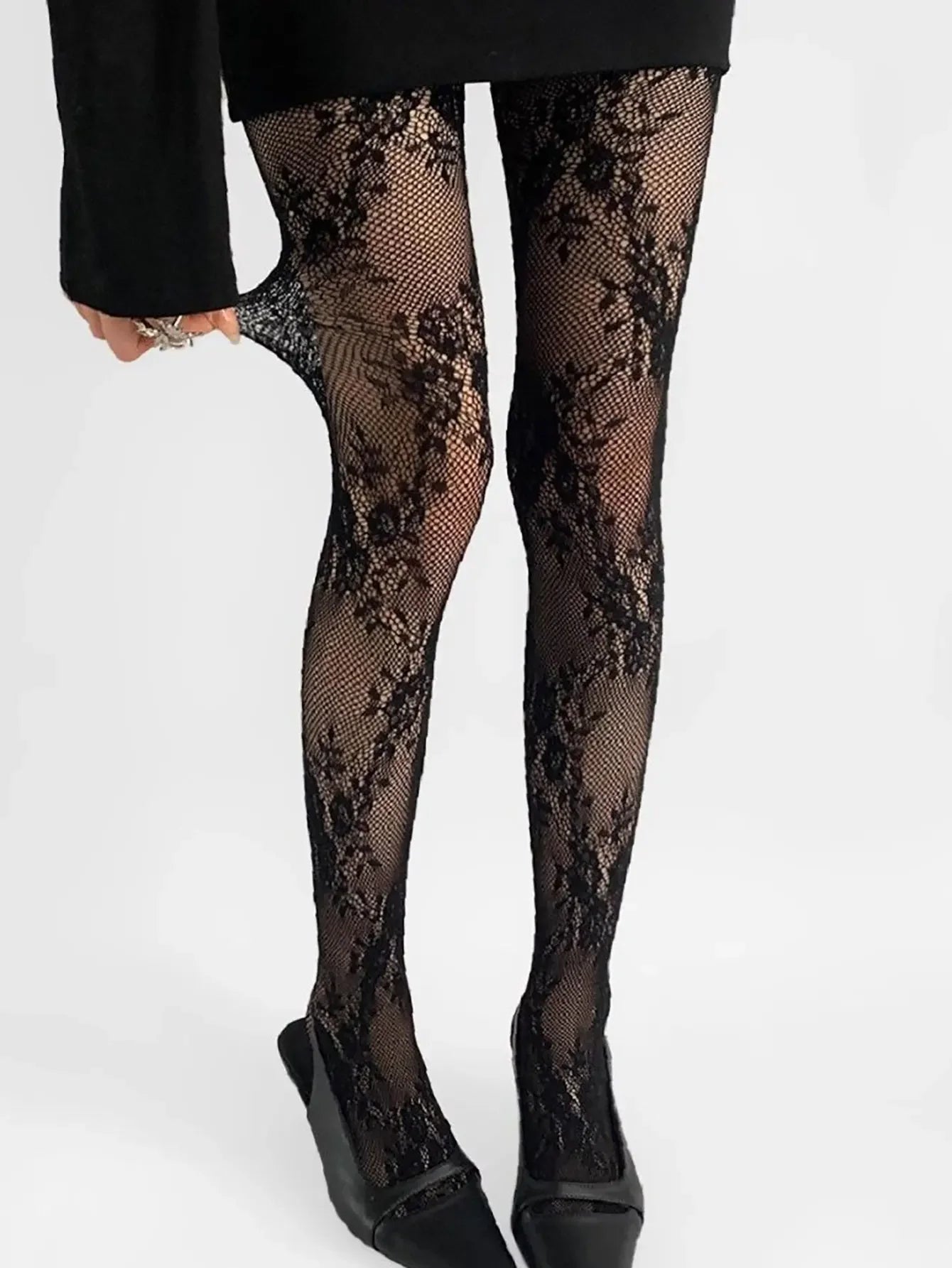 NEW 5 Colors 1 Pair of Stockings for Women High-grade French Retro Lace Rose Tights High-elastic Tights Hollow Jacquard Slimming Bottoming