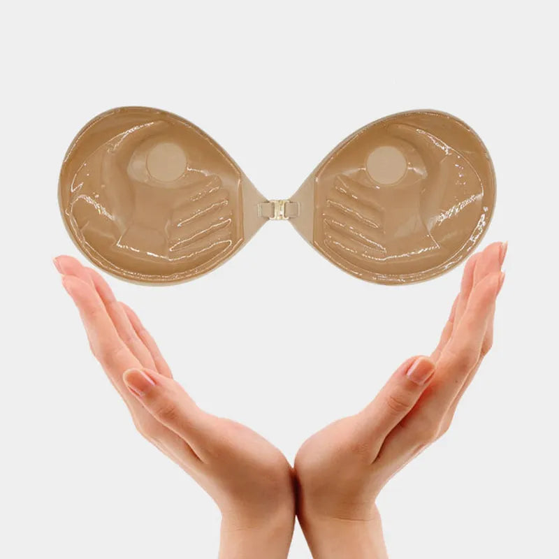 Sexy Women Invisible Push Up Bra Self-Adhesive Silicone Bust Front Closure Sticky Bra Skin Backless Strapless Bra