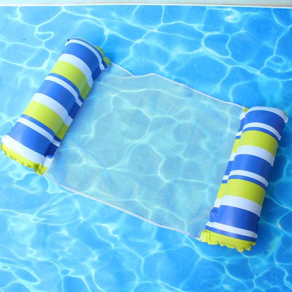 NEW Arrivals 2PCS Set 10 Colors/Styles Summer Pool Float Mat - Striped Inflatable Lounge Chair & Hammock for Adults Kids Water Sports Toys Home Swimming Pool Beach Inflatable Mattress