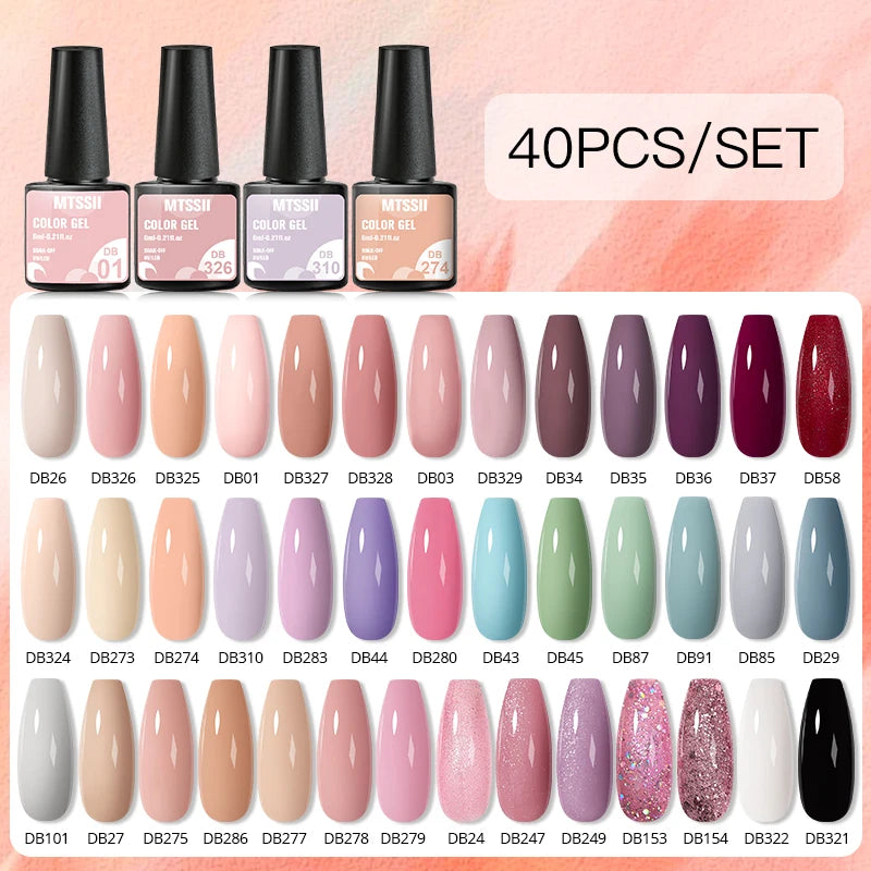 NEW Arrivals 24/40.120PCS Set Colors Gel Nail Polish Set Semi Permanent Hybrid Gel Varnish Set Base Top Coat Soak Off UV LED Nail Gel Kits Manicure Pedicure Accessories Nail Care Tools Sets Cosmetic Supplies