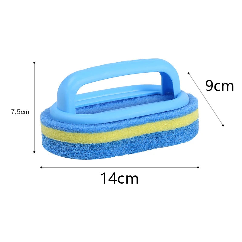 NEW 3PCS Set Sponge Cleaning Brush With Handle Bathtub Tile Scrub Brush Kitchen Bathroom Cleaning Sponge Brush Household Cleaning Supplies