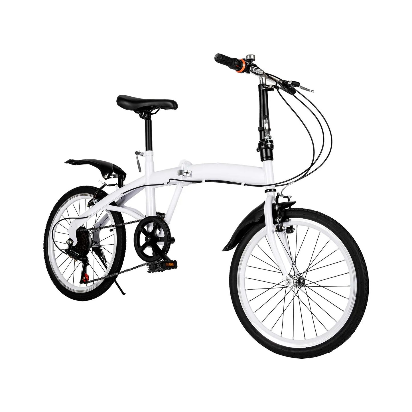NEW Arrivals White Folding Bike Foldable City Bike for Adult 20" Commute Bicycle 6Speed Gears Multi-speed Transmission Anti-slip Armrest