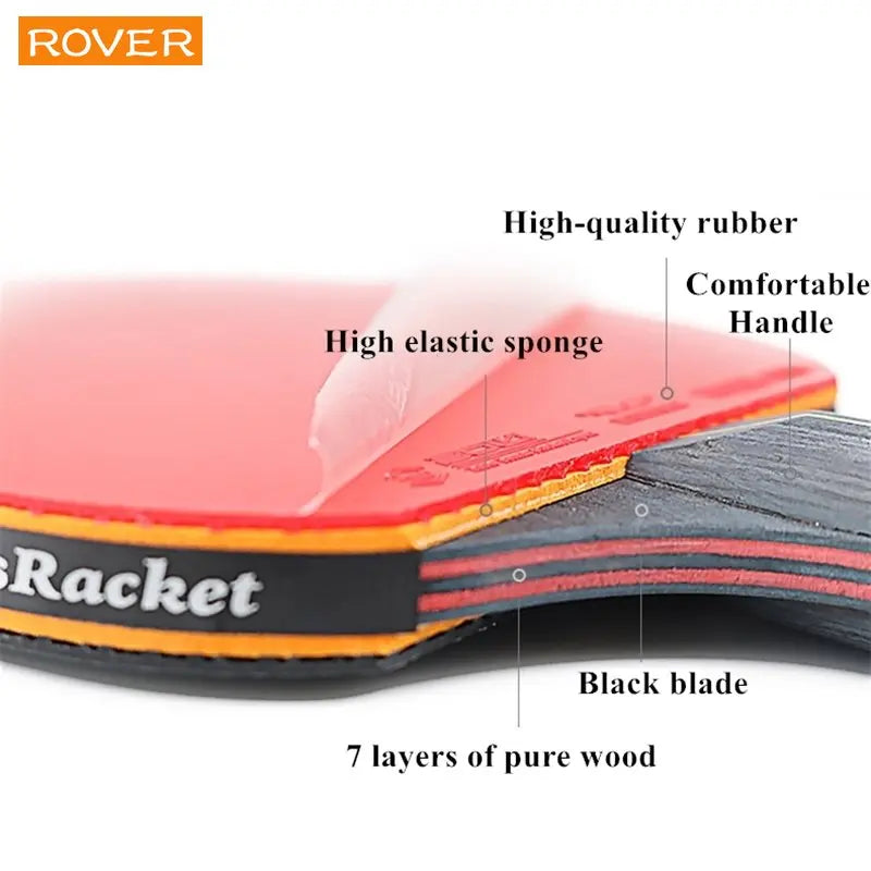 6 Star Table Tennis Racket 2PCS Professional Ping Pong Racket Set Pimples-in Rubber Hight Quality Blade Bat Paddle with Bag