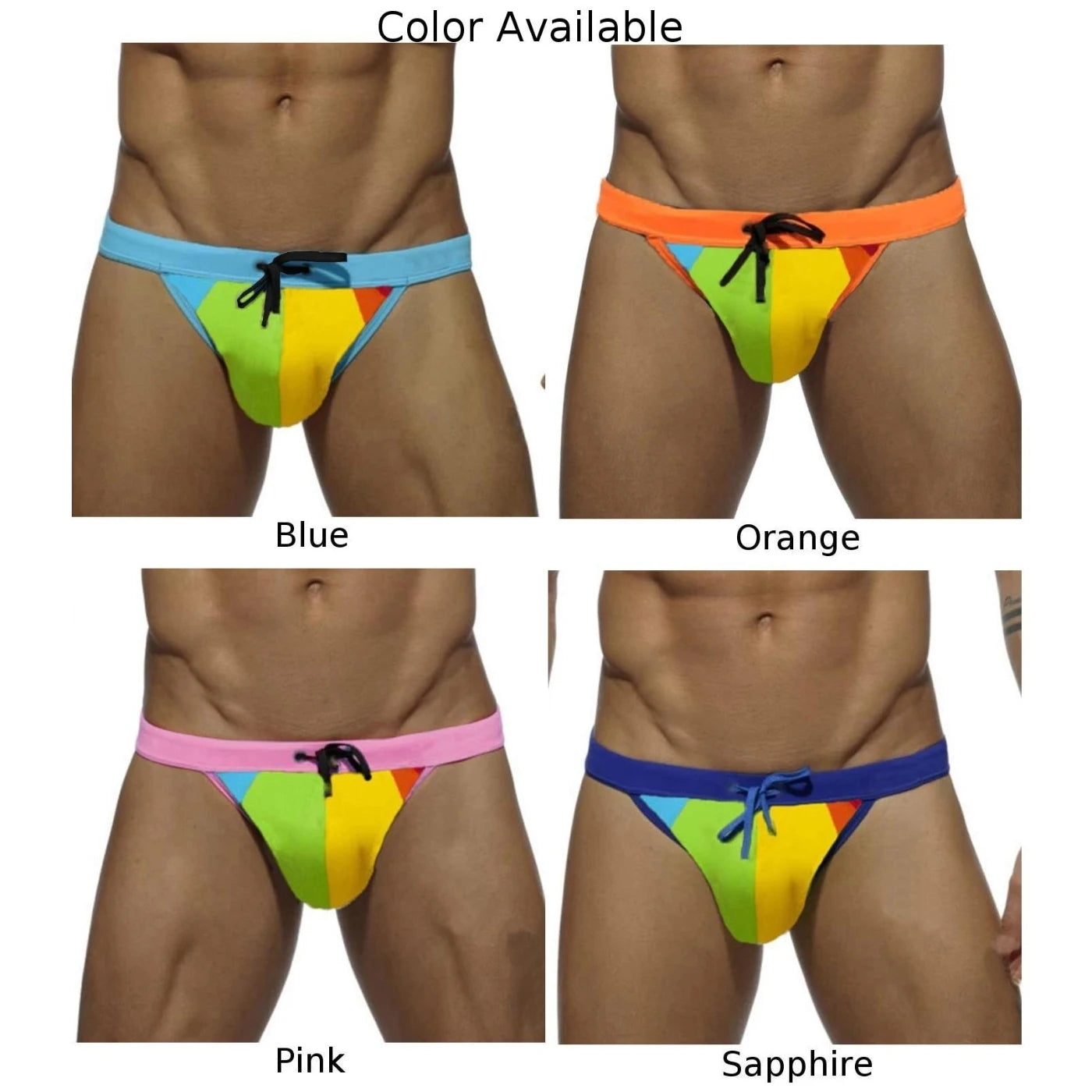 Summer Men Sexy Bikini Sleep Bottoms Swimwear Rainbow Swim Thong Personalized  Men Briefs Swimming Shorts Trunks Beach