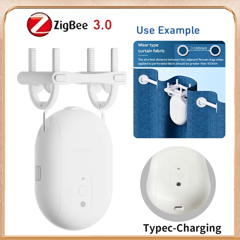 Robot Curtain Motor with Hooks Bluetooth/Zigbee APP Control Smart Device Drapes Curtain Pusher Robot TUYA Rail Curtain Robot Support Voice Control Home Smart Life Devices