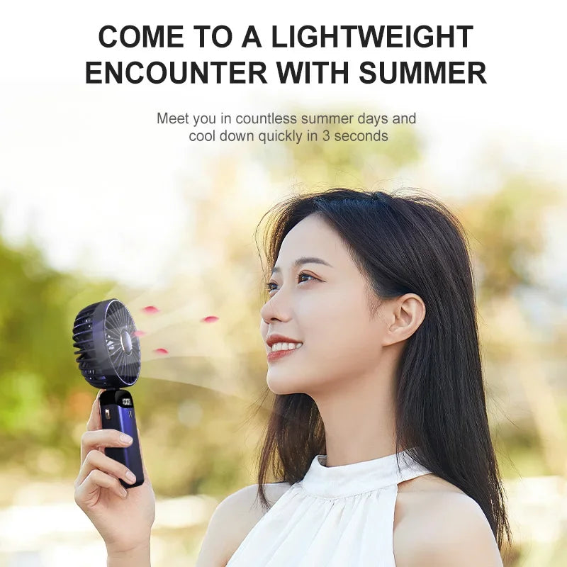 New Arrivals Powerful Wind Cooling Hand Mini USB Fan Portable 5 Speed Personal Pocket Rechargeable Handheld with Hook Outdoor Travel Air Cooling Fans