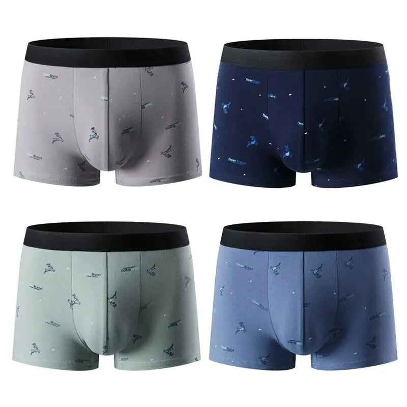 4pcs Man Panties Men S Cotton Boxer Pants Antibacterial Breathable Boxers Large Size Summer Pants Head Boys Shorts