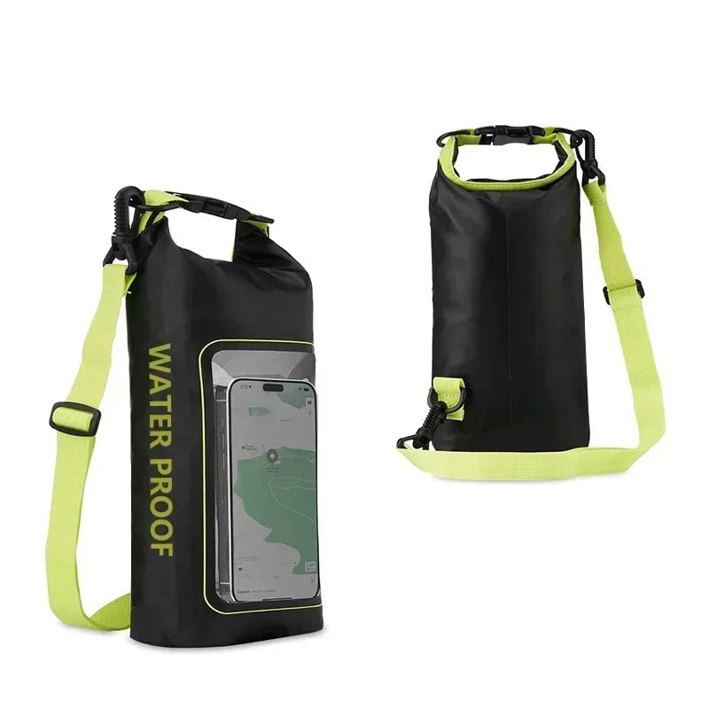 2L Swimming PVC Pack Dry Bag Touch Screen Outdoor Waterproof Shoulder Kayak Bags Trekking Drifting Rafting Surfing Boating Bag Summer Water Sports Accessories