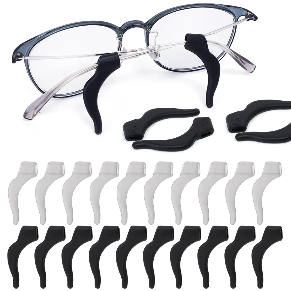 100 PCS Set Anti-Slip Silicone Ear Hooks Glasses Eyeglasses Leg Elastic Ear Grip Stopper Bracket Fastener Accessories Temple Anti-Fall Eyewear Holder Women Men Optical Accessories