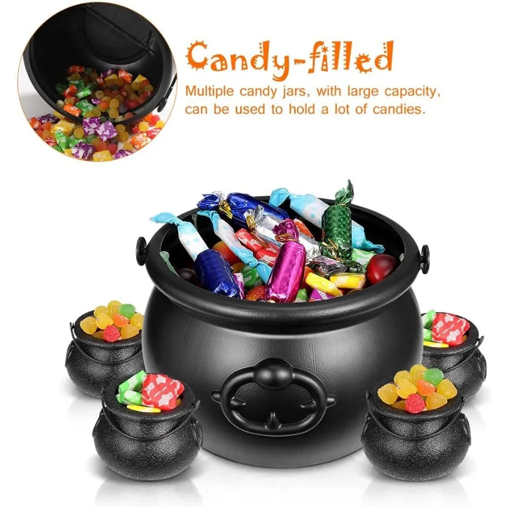 Halloween Trick or Treat Large Wizard Witch Cauldron Decoration Prop Halloween Irish Parties Table Centerpieces Candy Holder Table Halloween Haunted House Decoration