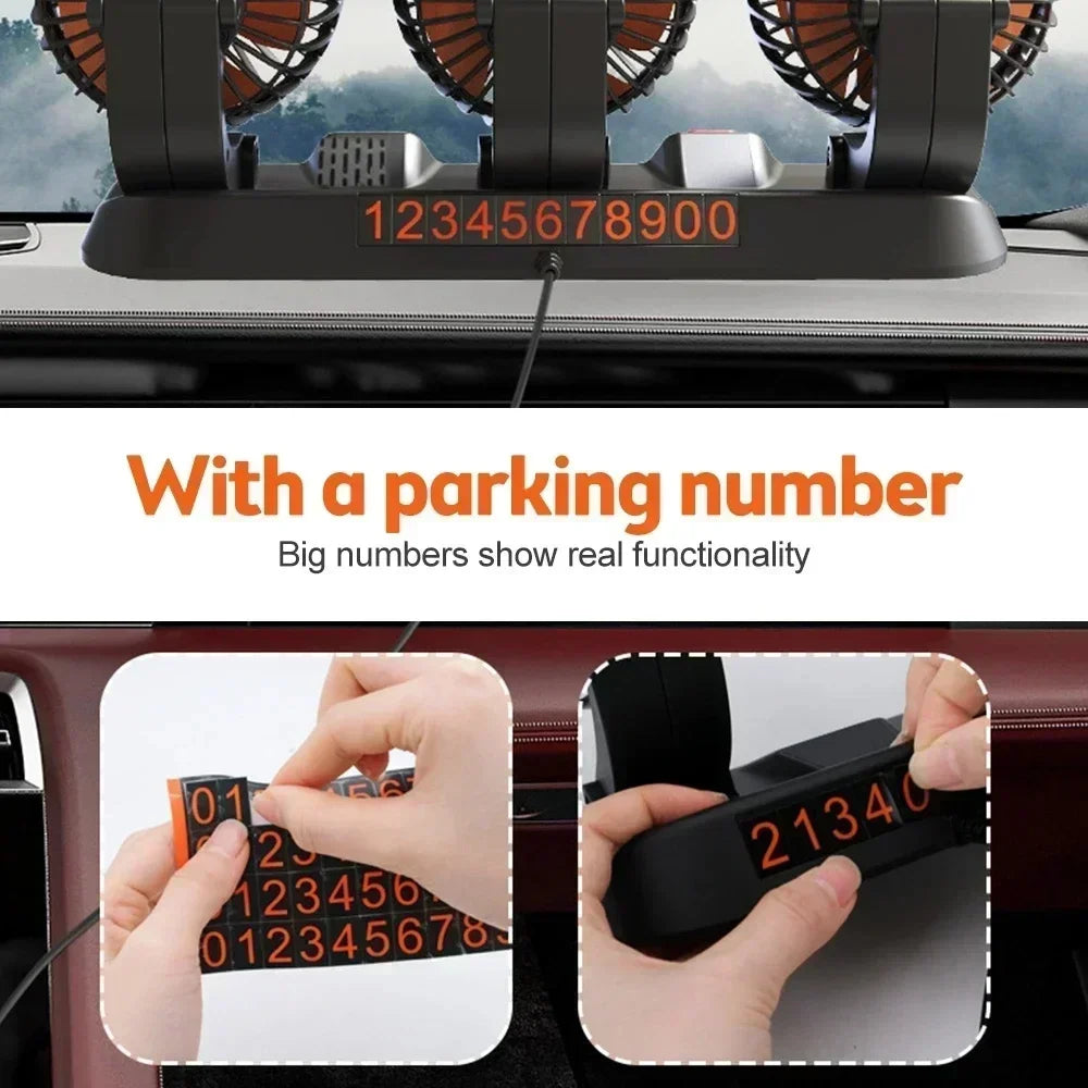 2/3 Heads Set 5V 12V 24V Car Cooling Fan 360° Adjustable Dual Head Air Fan USB 2Speeds Automotive Electric Fan For Dashboard RV Truck Vehicle Air Cooling Supplies Sets