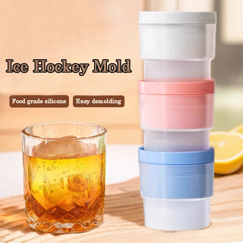 3 PCS Set Whiskey French Cognac Liquor Silicone Round Ice Hockey Mold Maker Large Spherical Ice Cube Grinder Suitable for Bar Home Kitchen Hotels Supplies Drinkware Pubs Barware Tools Set
