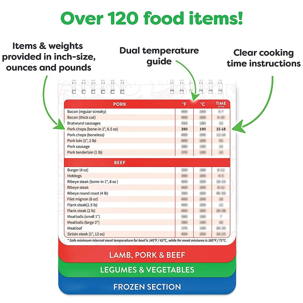 Air Fryer Magnetic Cheat Sheet Air Fryer Cookbook Calendar Food Pro Recipes Temperature Cooking Time Guide Kitchen Accessories