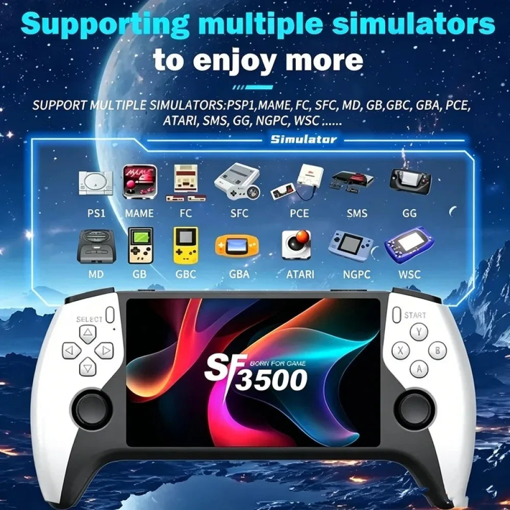 NEW Arrivals  SF3500 Retro Handheld Video Game Console Linux System 5.0 Inch 854*480 IPS Screen 3000mAh Portable Pocket Video Player Games