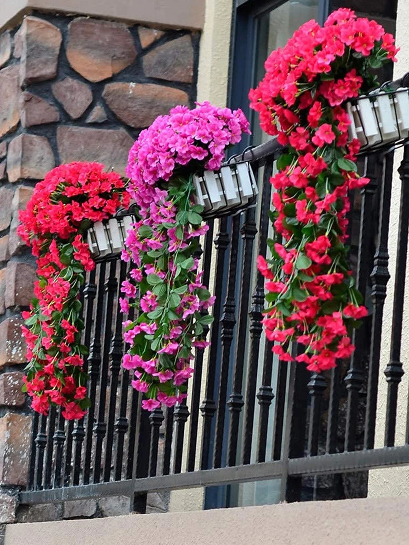 1pc Artificial Violet Ivy Flowers Fake Hanging Flowers Plant for Outside Outdoor Patio Garden Porch Wedding Home Decorations