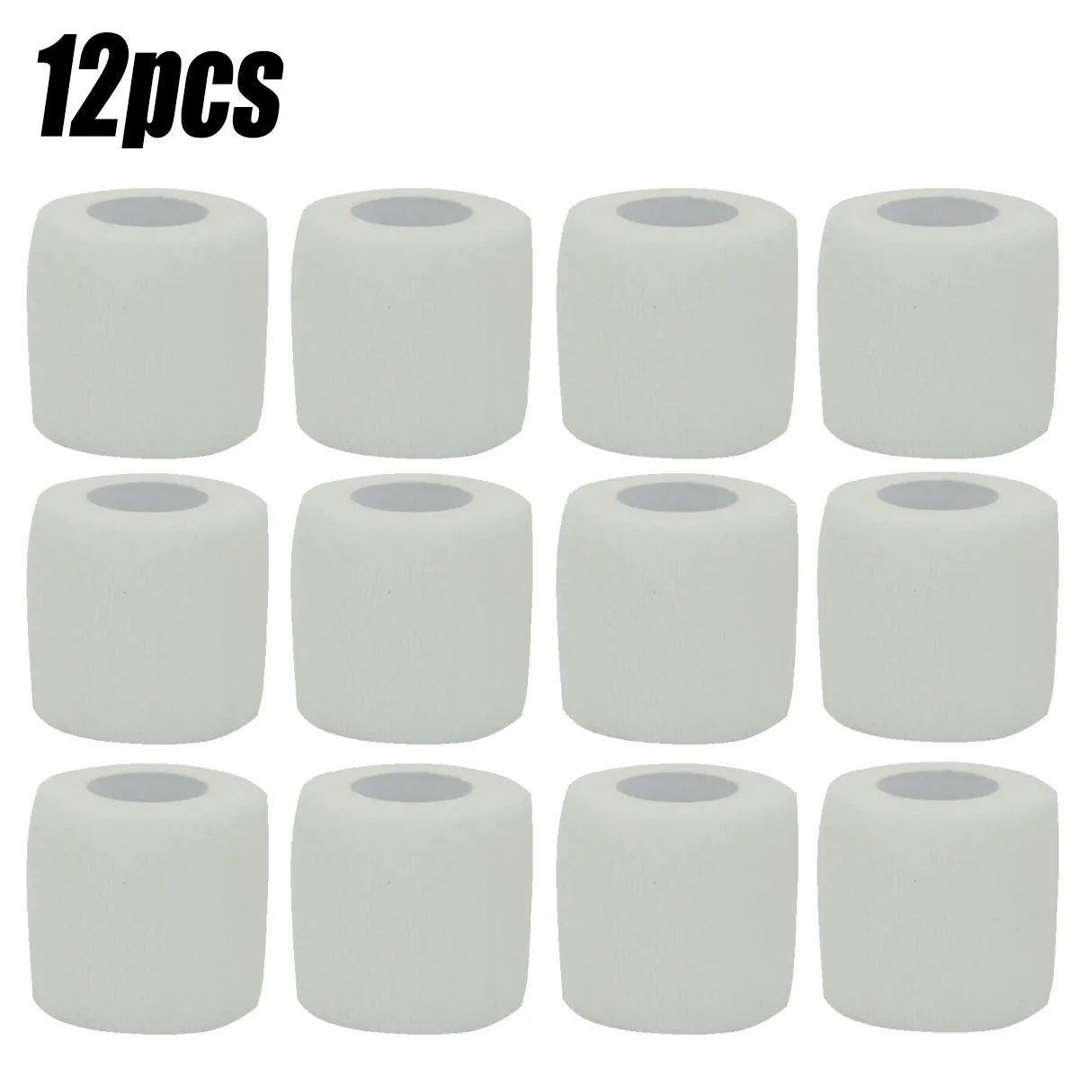 12/24 PCS Set White Sport Self Adhesive Elastic Bandage Wrap Tape Elastoplast For Knee Support Pads Finger Ankle Palm 2.5CM-15CM Workouts Running Cycling Gym Sports Accessories