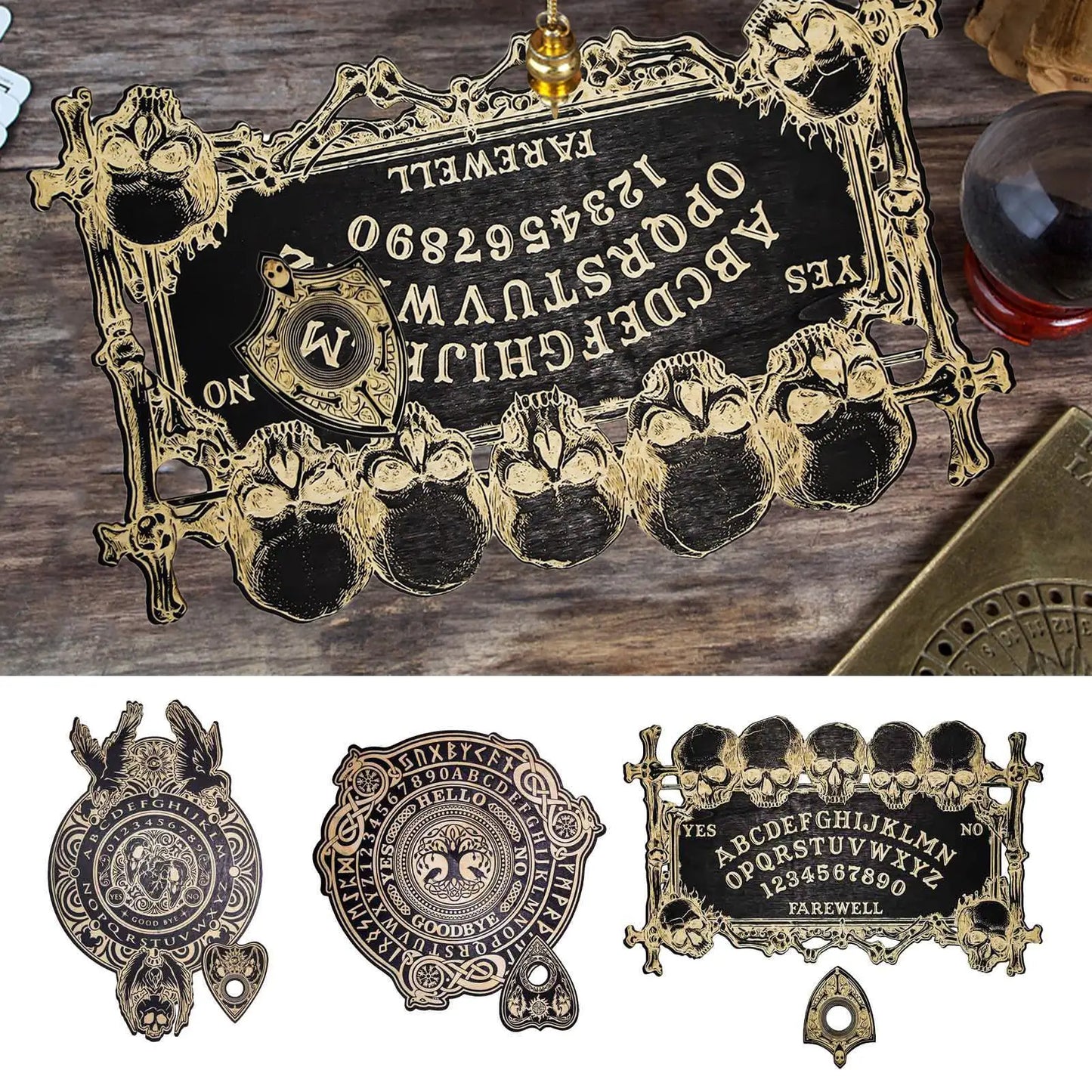 NEW Paranormal Spirit QUIJA Board Wood Talking Board Eagle/Tree/Scull for Divination Tabletop Decision-Making Aid Entertainment Prop for Group Games Gathering Fun