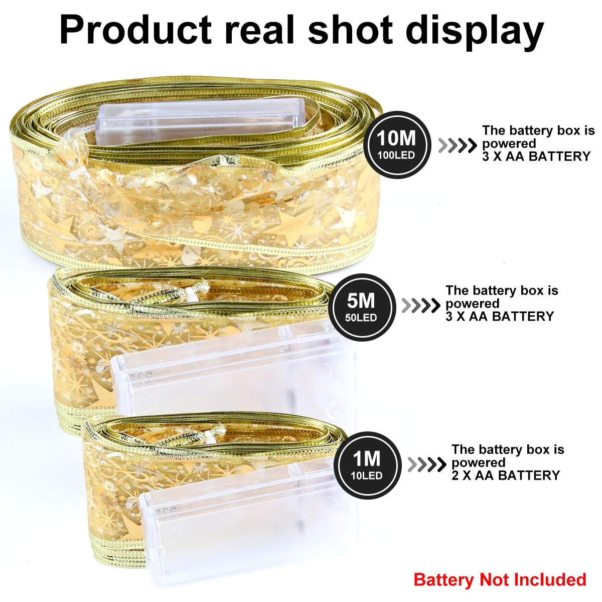 NEW 10M 100 LED Fairy Lights Ribbon Lights DIY Lace Bows String Light For Christmas Tree Bedroom Wedding New Year Gift Decoration Lights