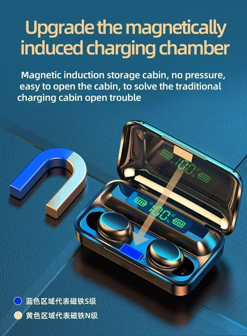 F9 Sport Wireless Earphones Bluetooth Stereo Headphones Noise Reduction Waterproof Earbuds with Microphone