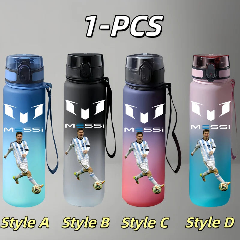 750ml Messi Cristiano Ronaldo Neymar Football Star Character Water Cup Large Capacity Outdoor Portable Leak-Proof Drinking Bottle Boys and Girls Gift Drinking Kettle Sports Accessories