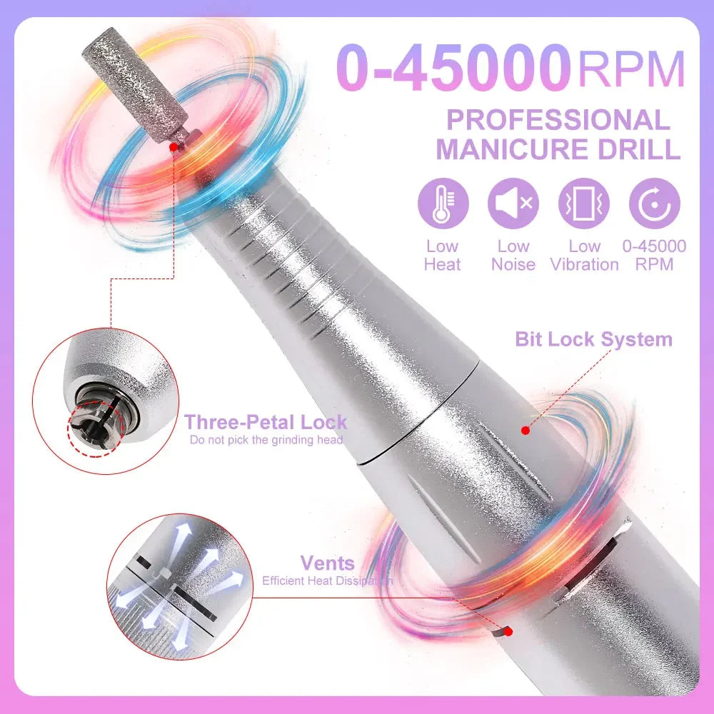 NEW Arrivals Rechargeable Nail Drill Machine with LCD Display Low Noise, Professional Nail Polish Grinder Nail Accessories Set Hot Sales Manicure Pedicure Devices Nail Care Tools Set Cosmetics Supplies