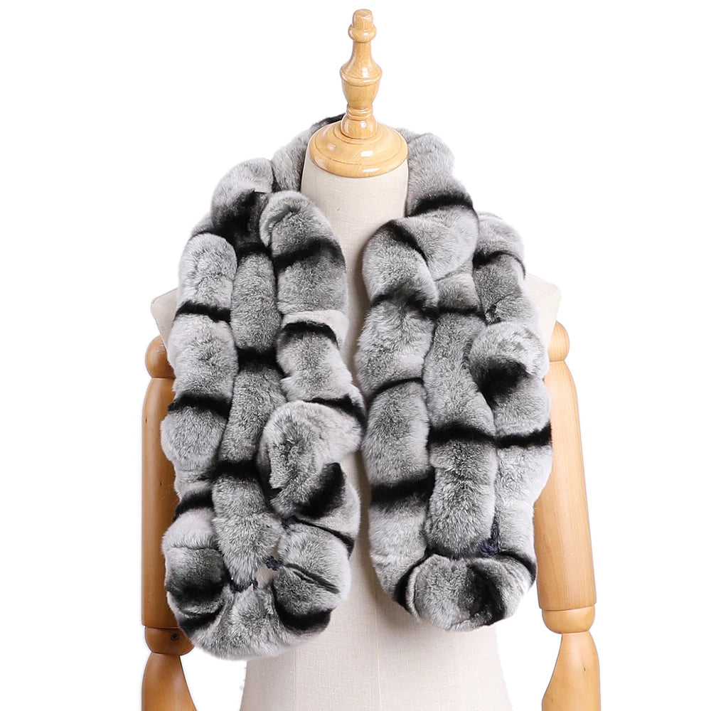 Low-Price Sales are Limited Genuine Women's Girls Winter Warm Soft Real Rex Rabbit Fur Hand Sew Scarf Scarves Wraps Neck Warmer Shawl Scarfs Female Ladies Winter Fashion Clothing Accessories Products