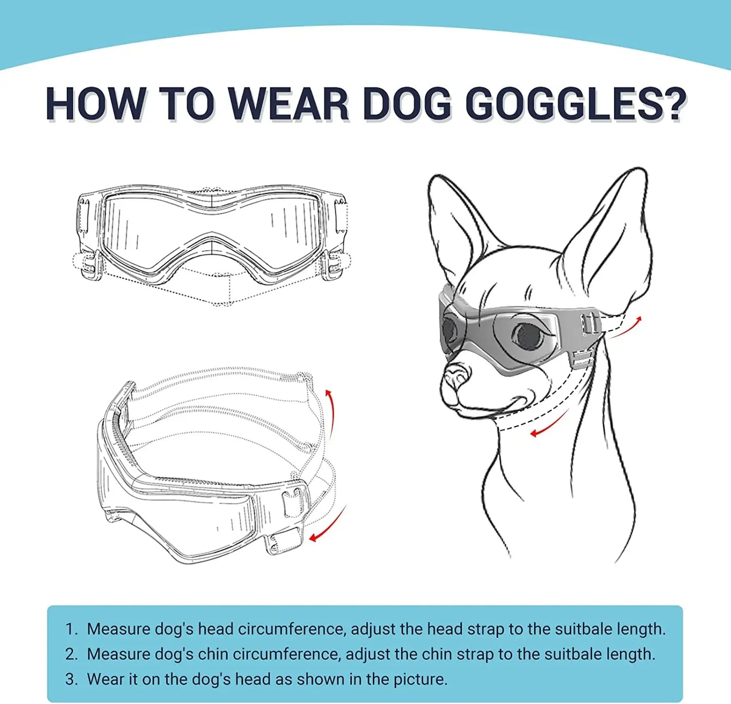 Dog Goggles Small Breed, Dog Sunglasses for Small Breed UV Protection Eyewear for Small Dog puppy Outdoor Riding Driving