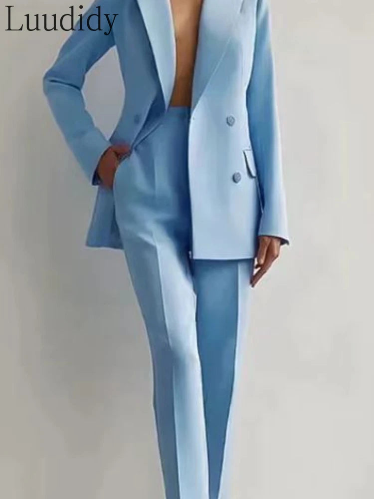 NEW Arrivals 2 PCS Set UK S-2XL Size 7 Colors Italian Luxury Suit Women's Blazer Suit Office Lady Evening Party Business Dinner Long Sleeve Blazer and Pant Sets Ladies Luxury Fashion Apparel Products