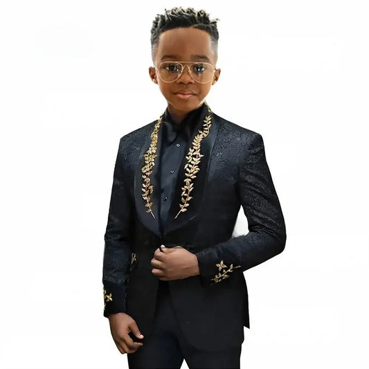 NEW Arrivals 2PCS Set Boys Single Breasted Luxury Blazer Wedding Birthday Party Special Formal Events Blazer Tuxedo Jacket Pants Formal Clothes 2-16 Years Old Boys Children Luxury Fashion Clothing Supplies Apparel Products