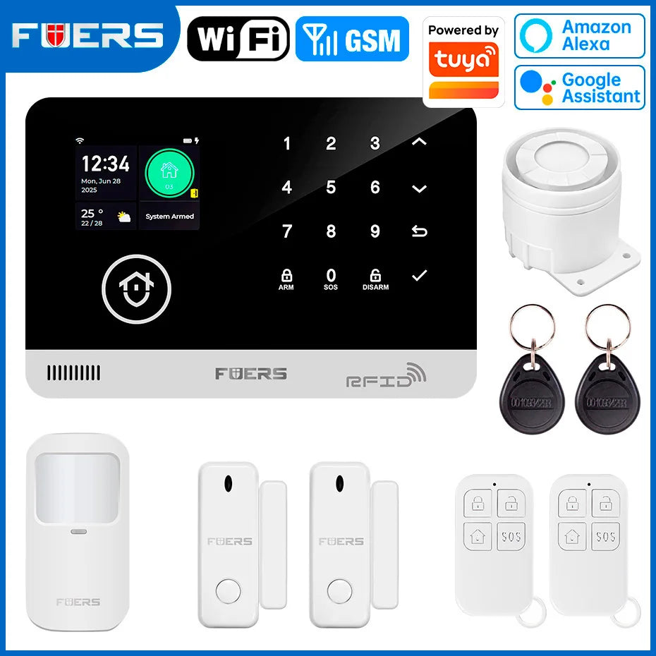 Just Arrived Upgraded 13 Languages Alarm System for Home Office Shops TUYA Smart WI-FI GSM Security Alarm Host with Doors Windows Motion Sensor Smart App Control Work Google Alexa Amazon Voice Support Security Supplies