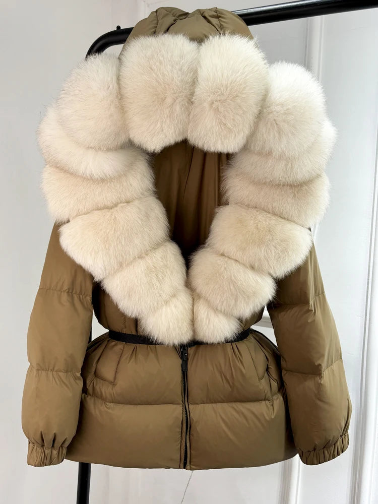 NEW Arrivals UK S-XL Size 11 Colors Winter Puffer Jacket Women 100% Real Fox Fur Hooded Thick Warm 90% White Duck Down Coat Female Parkas Waterproof Mini Coat