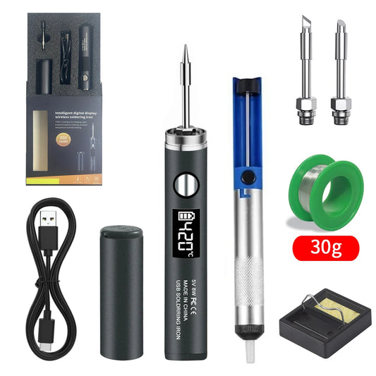 NEW Arrivals USB Soldering Iron Set Kit 5V 8W with Lithium Battery Portable Repair Welding Tools Electric Solder Iron Soldering Station Solder Wire