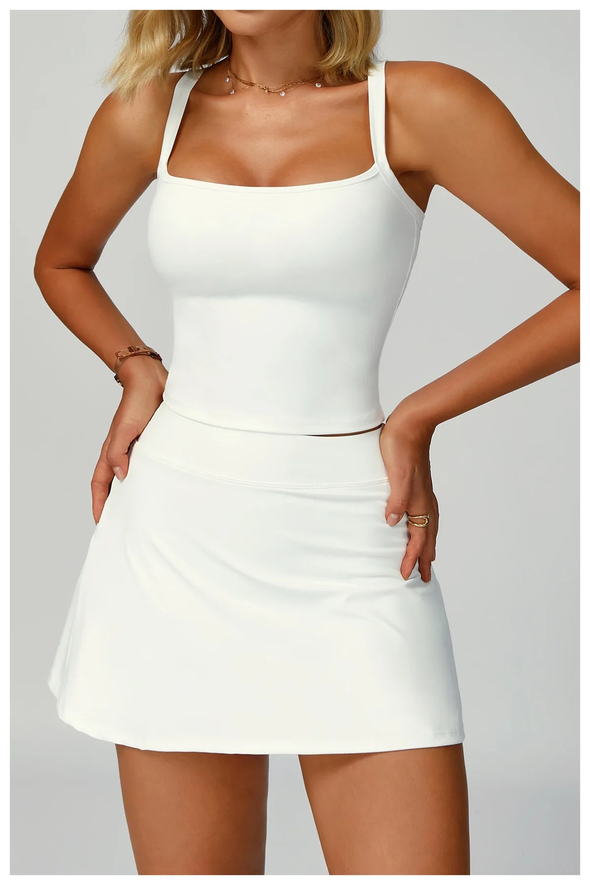 2PCS Set S-XL Set 5 Colors Women's Tracksuit Sexy Sport Bra High Waist Sports Short Skirt Badminton Tennis Golf Suit Gym Fitness Sleeveless Workout Suit Sportswear