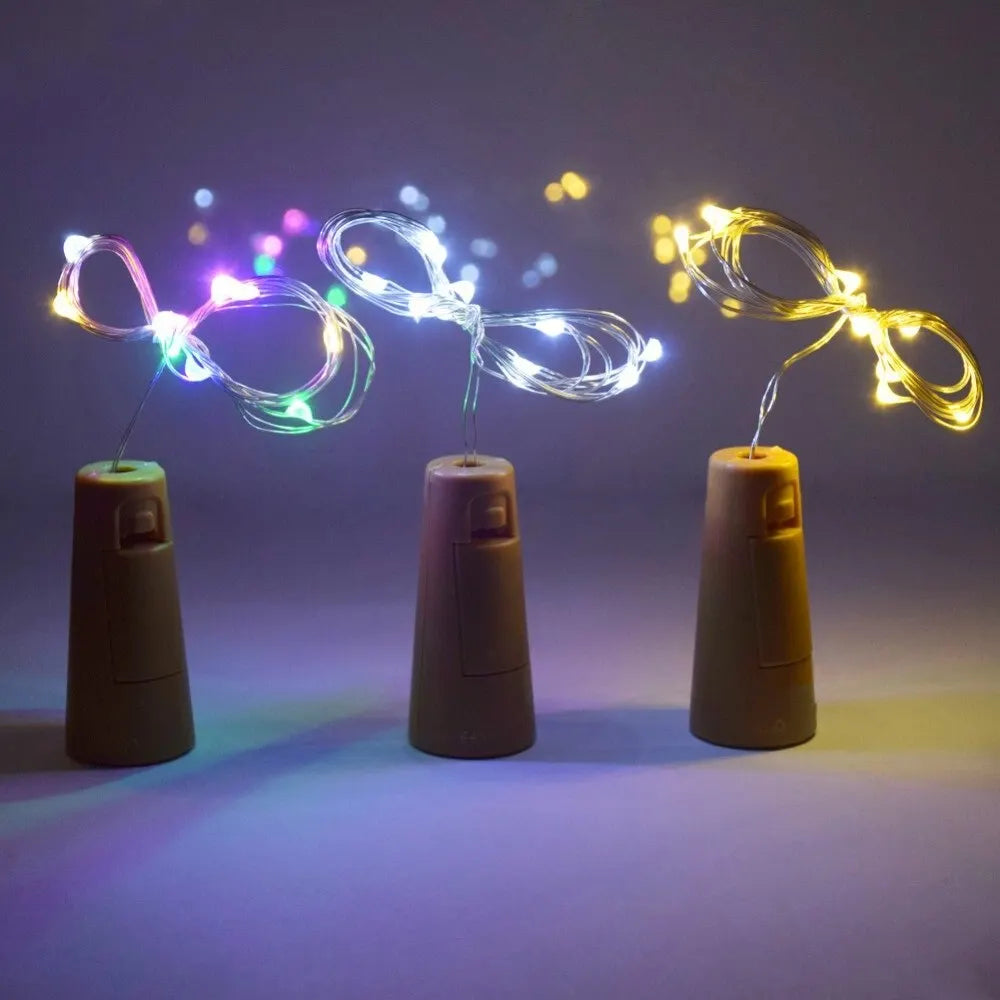 BAR LED Wine Bottle Cork 2M String Lights Christmas Decoration Led Lamp Bottle Fairy Lights Holiday Copper Wire Lights String