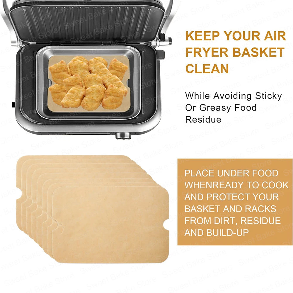 100/200 PCS Set Air Fryer Baking Paper Sheets Compatible with Ninja Food Smart XL FG551 6-in-1 Indoor Grill, Rectangle Parchment Paper Liners