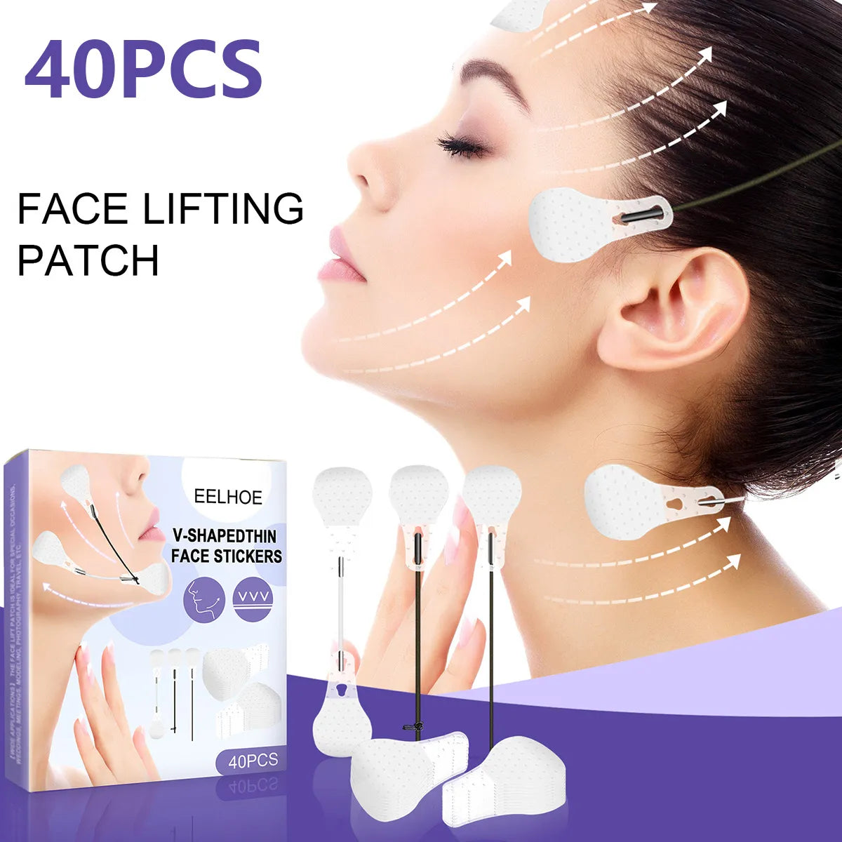 40pcs Face Lift Tape Invisible Face Lifting Stickers Patch Double Chin Tape V-line Face Wrinkle Patches for Women Eye Skin Care