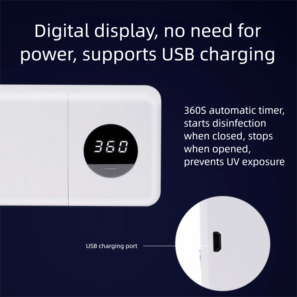 4 Slots UV Sterilization Toothbrush Holder Intelligent Sterilization No Punch Smart Toothbrush Rack Digital Display Rechargeable