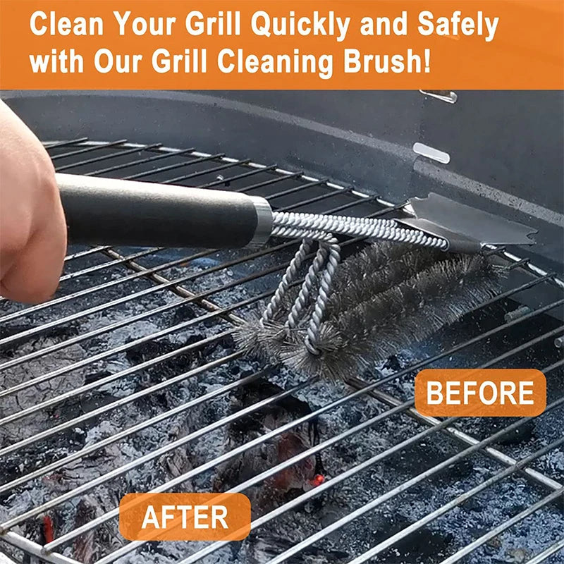 Safe Grill Brush and Scraper with Deluxe Handle 18 inch Grill Cleaner Brush Stainless Steel Bristle Grill Brush JT61