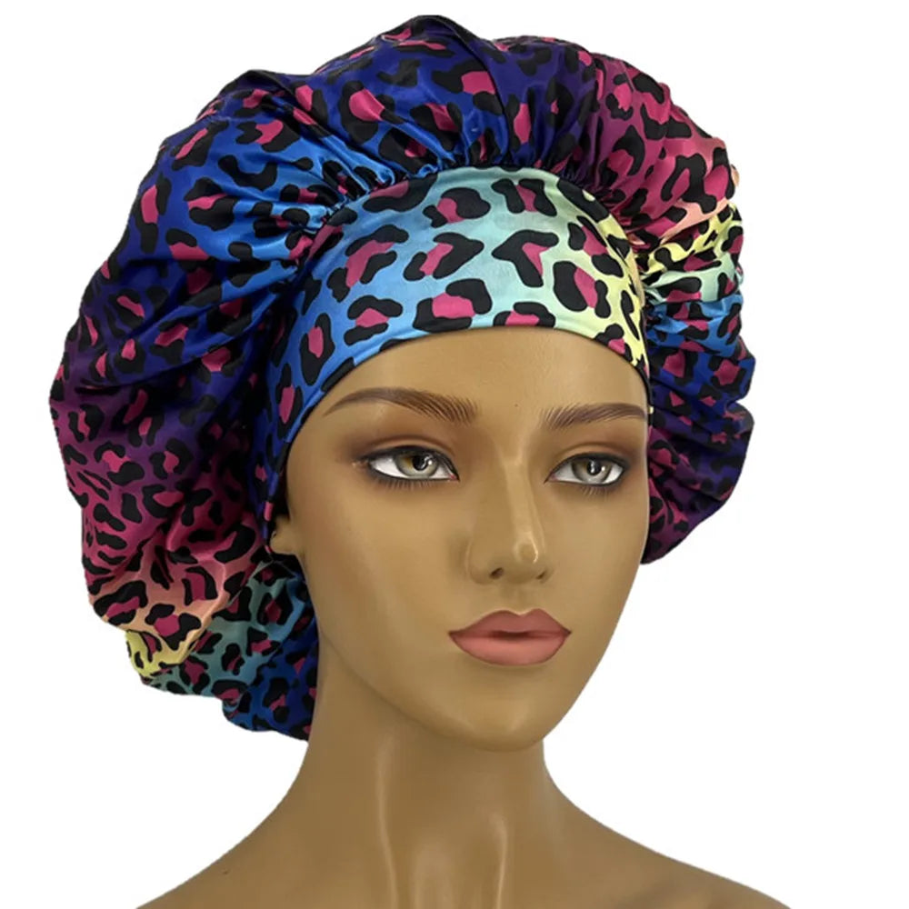 3 Color Leopard Zebra Bonnet for Women - Soft, Curl-Enhancing Sleep Cap with Wide Elastic Band, Unscented, Ideal for Dry & Textured Hai