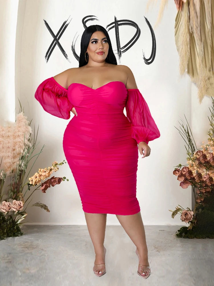 NEW XL-4XL Plus Size 7 Colors Elegant and Beautiful Women Dresses Off Shoulder Sexy Low-Cut Dress Strapless Bandage Dress Plus Size Evening Party Dress