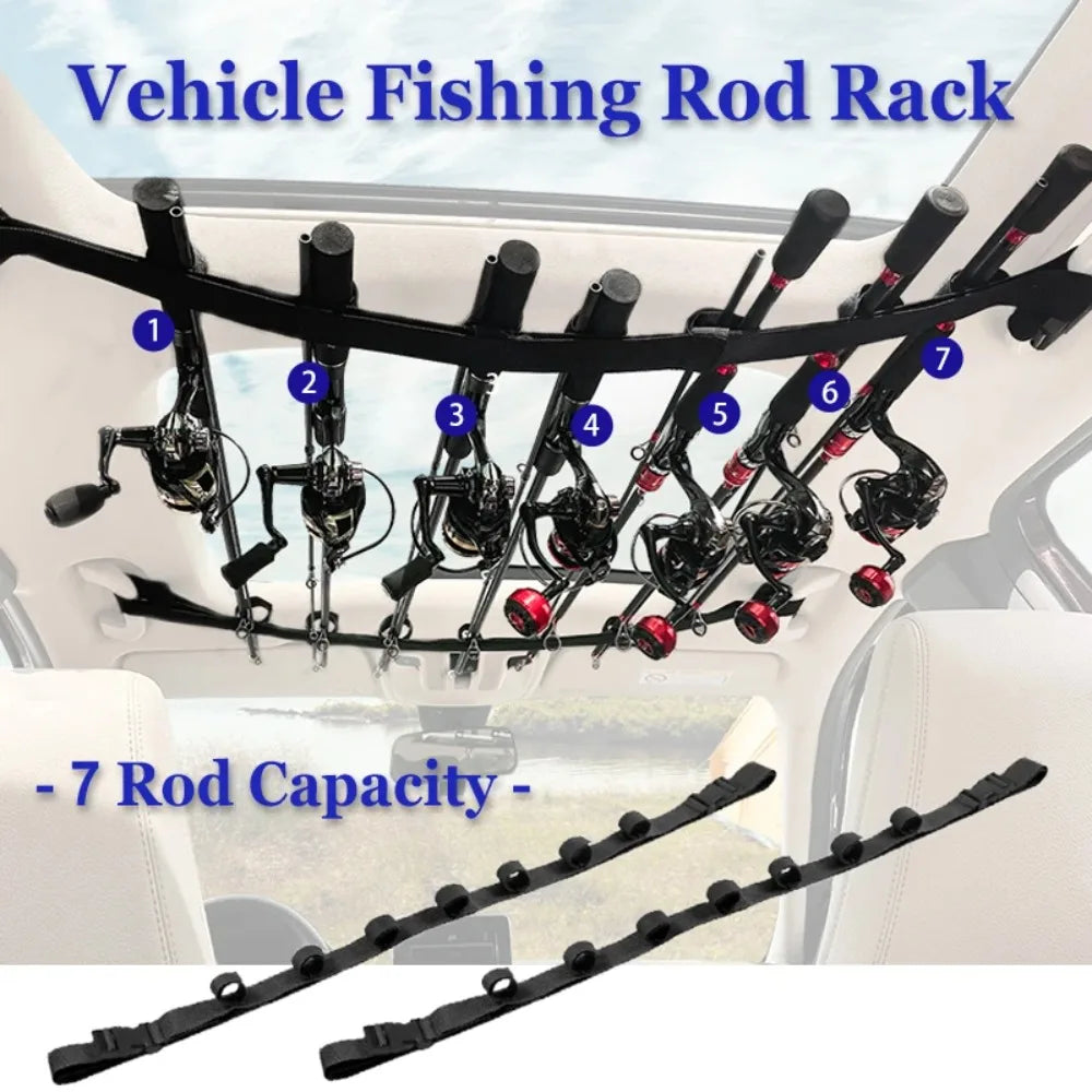 Car Vehicle Interior Fishing Rod Holder Fishing Carrier for Car Fishing Rod Rack 7 Rod Capacity Heavy Duty for SUV/Wagons/Van/Truck
