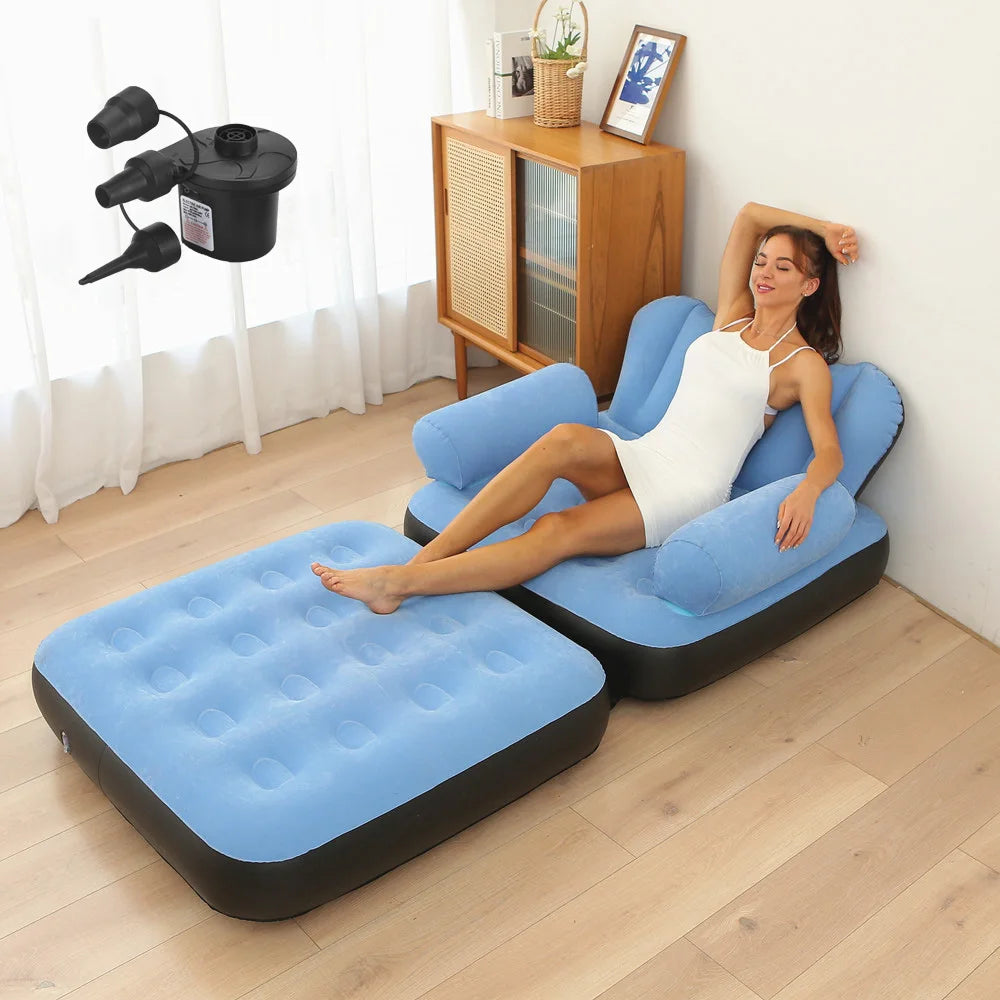 Low-Price Sales are Limited NEW Arrivals Inflatable Leisure Bean Bag Sofa, Lazy Couch Bag Chair Outdoor Camping Folding Lounger Bed Puff Up Seat, Pouf Bag, Tatami with Footstool Home Furniture Supplies