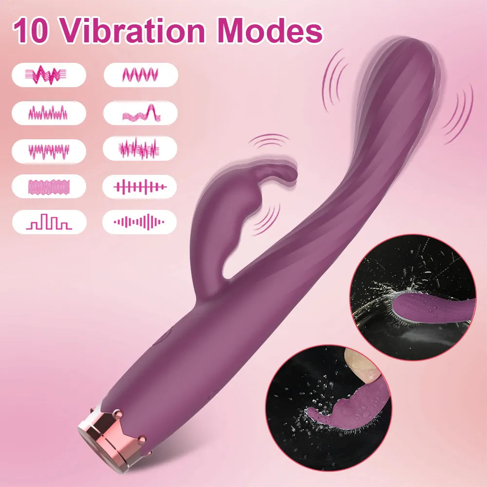 Powerful Beginner G-Spot Rabbit Vibrator for Women 10 Speed Nipple Clitoris Stimulation Female Orgasm Finger Shaped Sex Toys