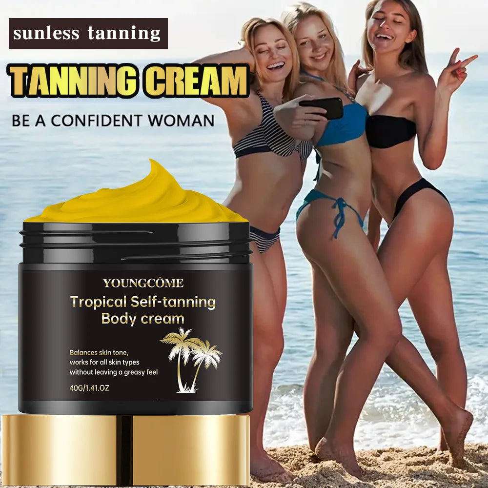 NEW ﻿ Body Tanning Cream Self Tanner Booster Brown Sun Bronzer Repair Nourishing Skin Coloring Sunless Lotion Sun Protection Cream Women Skin Care Supplies Korean Products