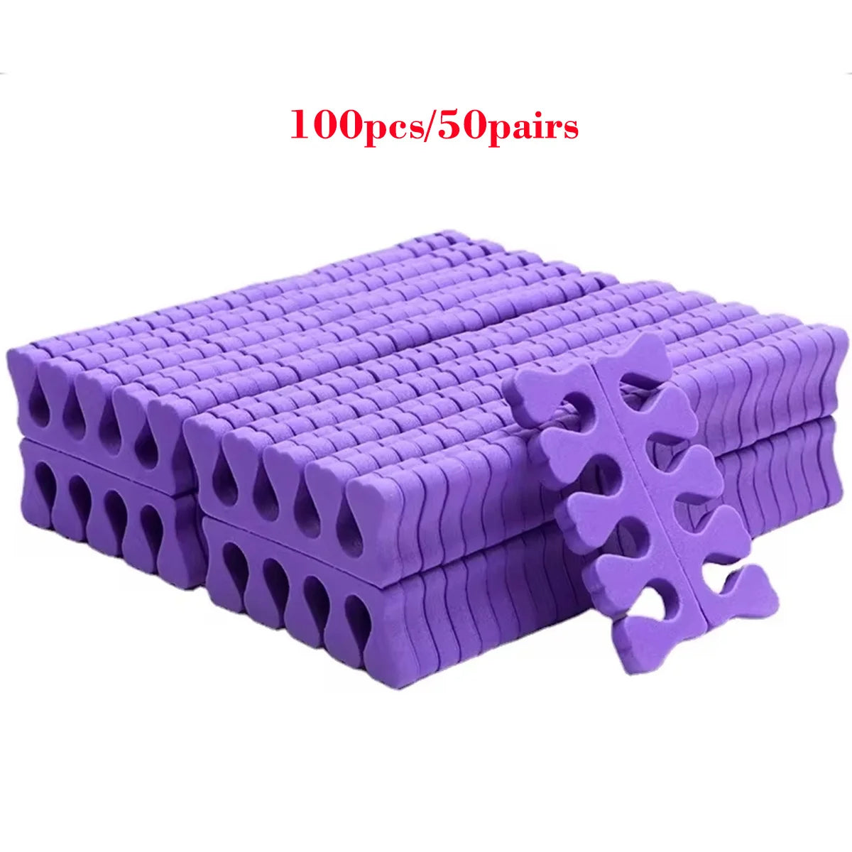 100pcs/50pairs 3 Colors Sponge Toe Finger Separator Manicure Set Toe Splitte for Nail Polish Enhancement Painting and Polishing Tools