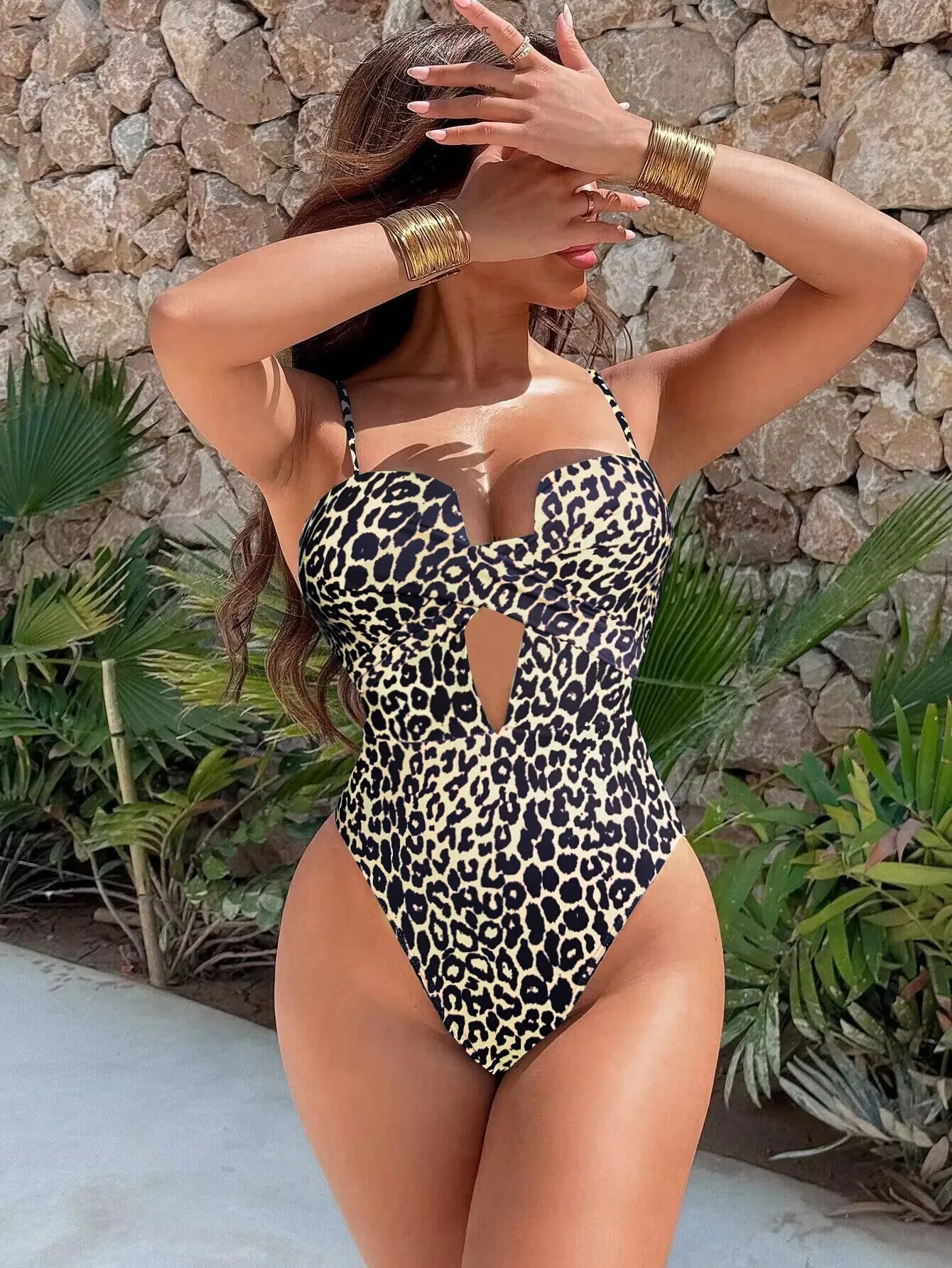 Black/Leopard/Yellow Color Sexy Swimwear Women 2026 Hollow Out Cross Slim Tummy Control One Piece Polyamide Fiber Monokini Swimsuit Beach Backless Bathing Suit Women Bathing Apparel Supplies