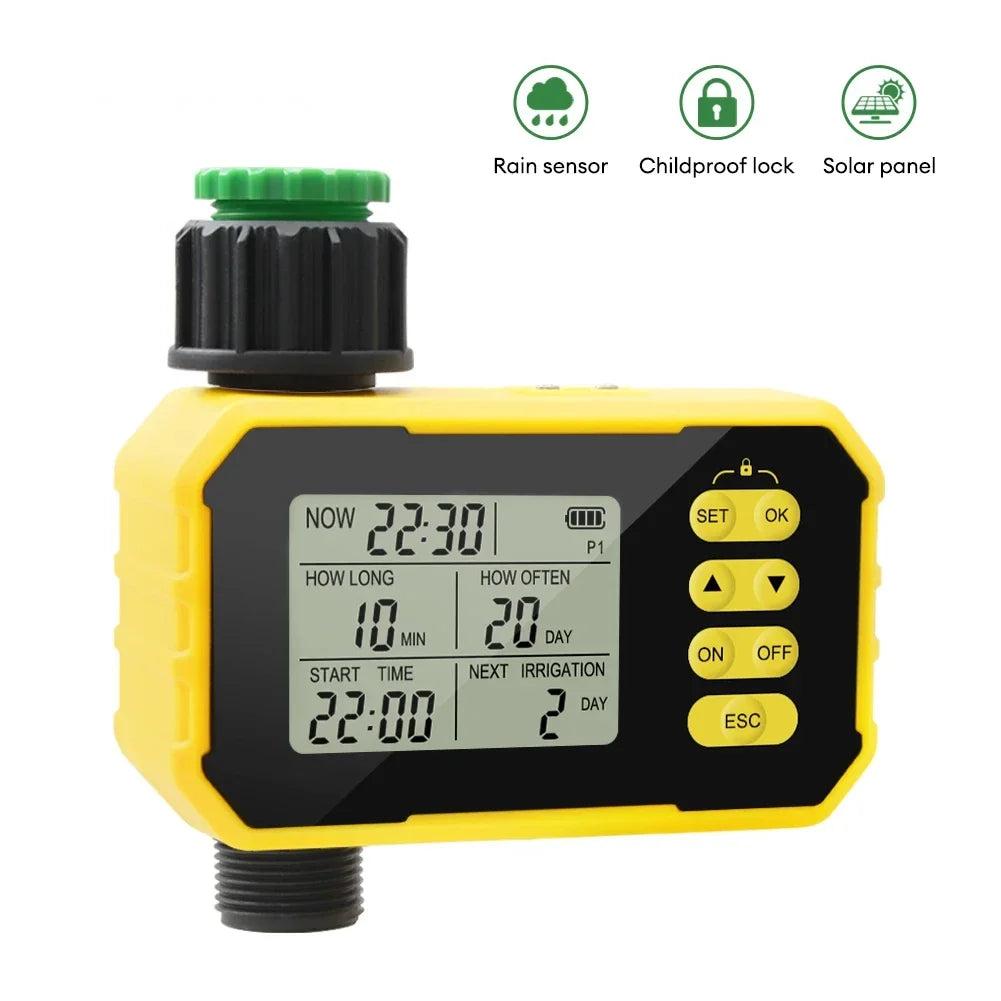 NEW Arrivals Household Solar Irrigation Timer LCD Automatic Irrigation System Outdoor Smart Garden Watering Tool Adjustable Program Home Outdoor Garden Lawn Supplies