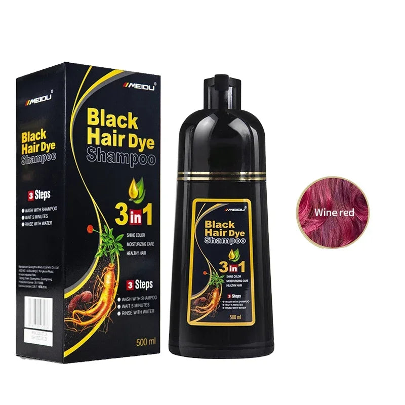NEW 500ml Korean Hair Dye Shampoo 3 in1 Darkening Hairs Instant Gray To Black Polygonum Multi-Florum Natural Coloring Cover Men Women Hair Care Supplies