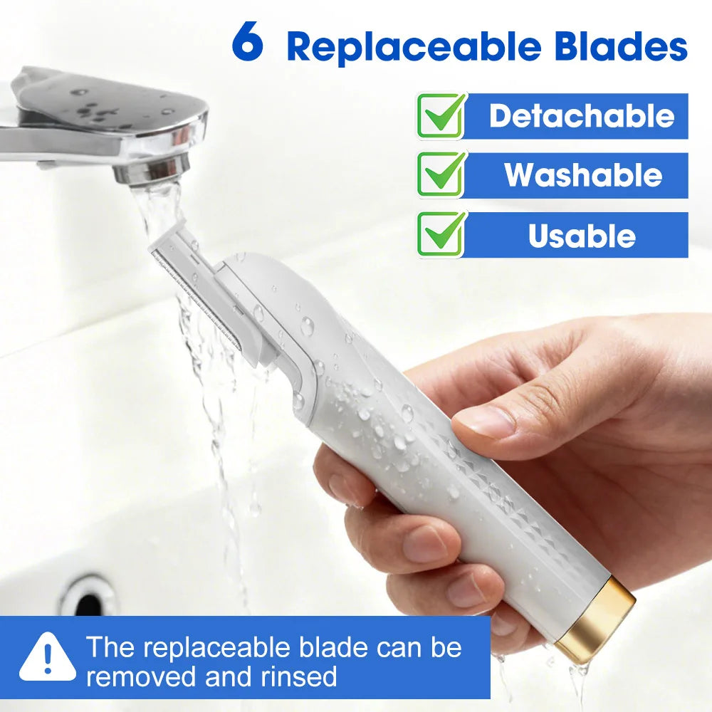 NEW Arrivals Women's Sonic Rechargeable Dermaplane Razor with Light 6 Replaceable Blades Facial Exfoliation Hair And Fuzz Removal Tool Women Skin Care Supplies
